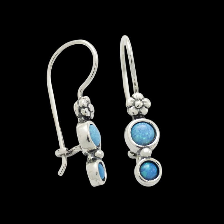 Bluenoemi Jewelry Earrings Sterling silver earrings dangle sterling silver earrings for woman set with opals. Blue Earrings.
