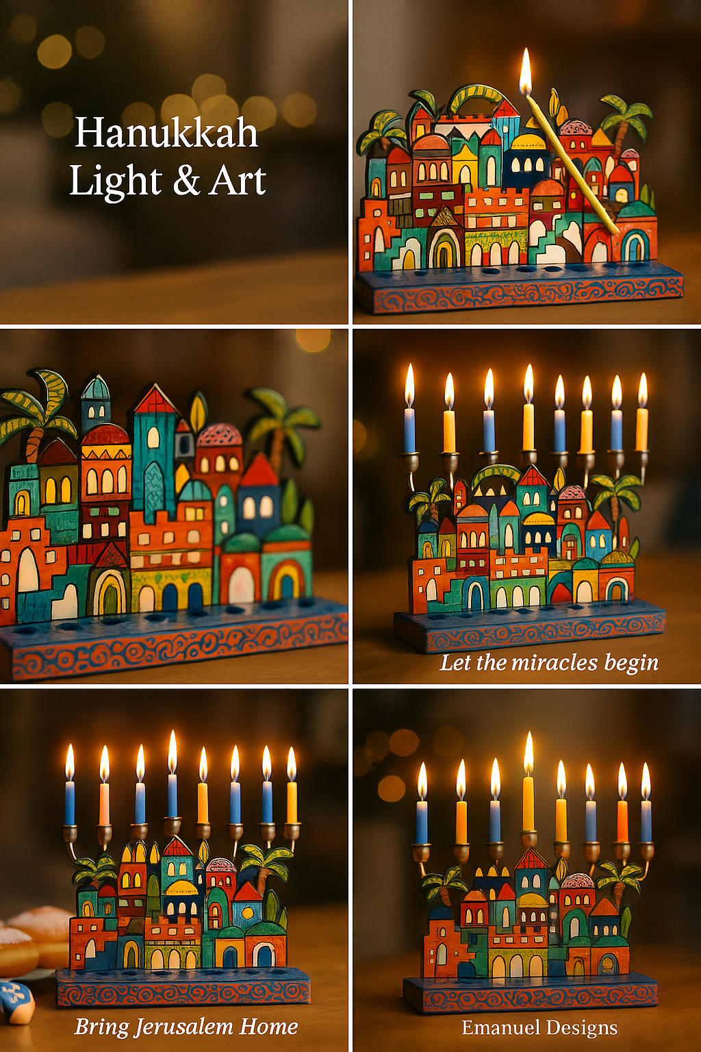 Bluenoemi Jewelry Home-Decor Bluenoemi Designer Hanukkah Candles Menorah Gift