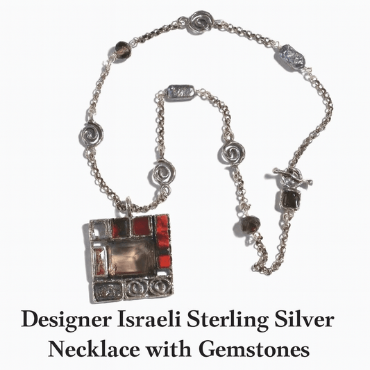 Bluenoemi Jewelry Necklaces Israeli Designer Sterling Silver Necklace with Roman Glass and Gemstones – Bluenoemi Jewelry