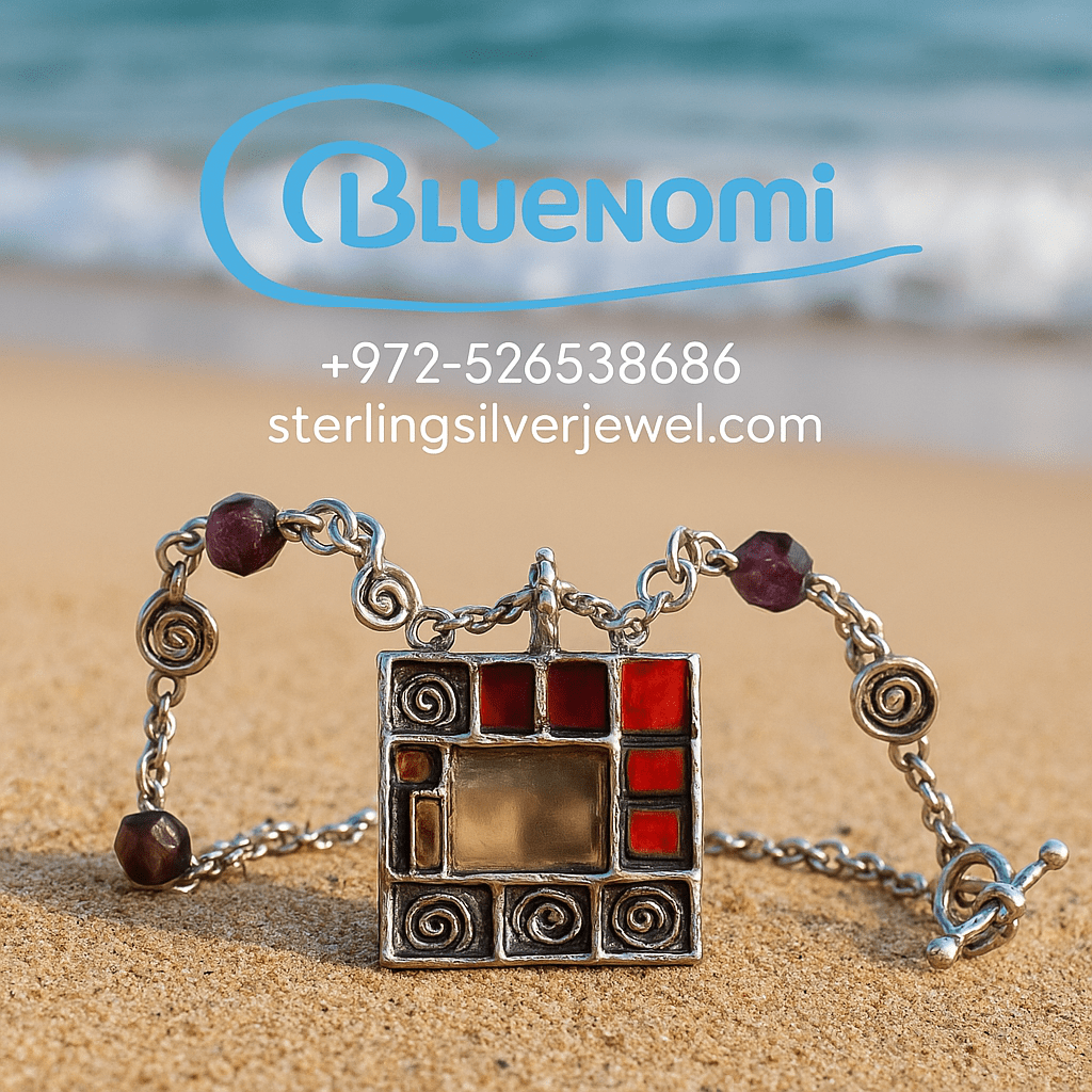 Bluenoemi Jewelry Necklaces Israeli Designer Sterling Silver Necklace with Roman Glass and Gemstones – Bluenoemi Jewelry