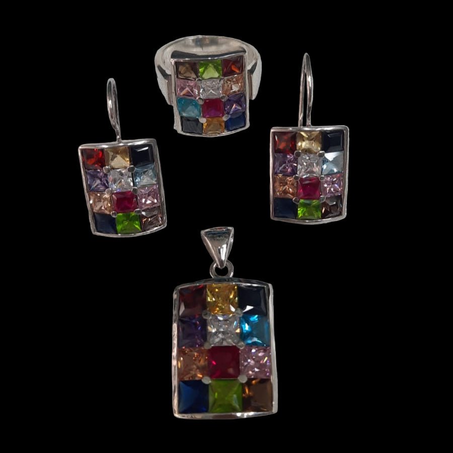 Bluenoemi Jewelry Necklaces & Pendants Ephod Hoshen Stones Sterling Silver Ring set with Swarovski crystals