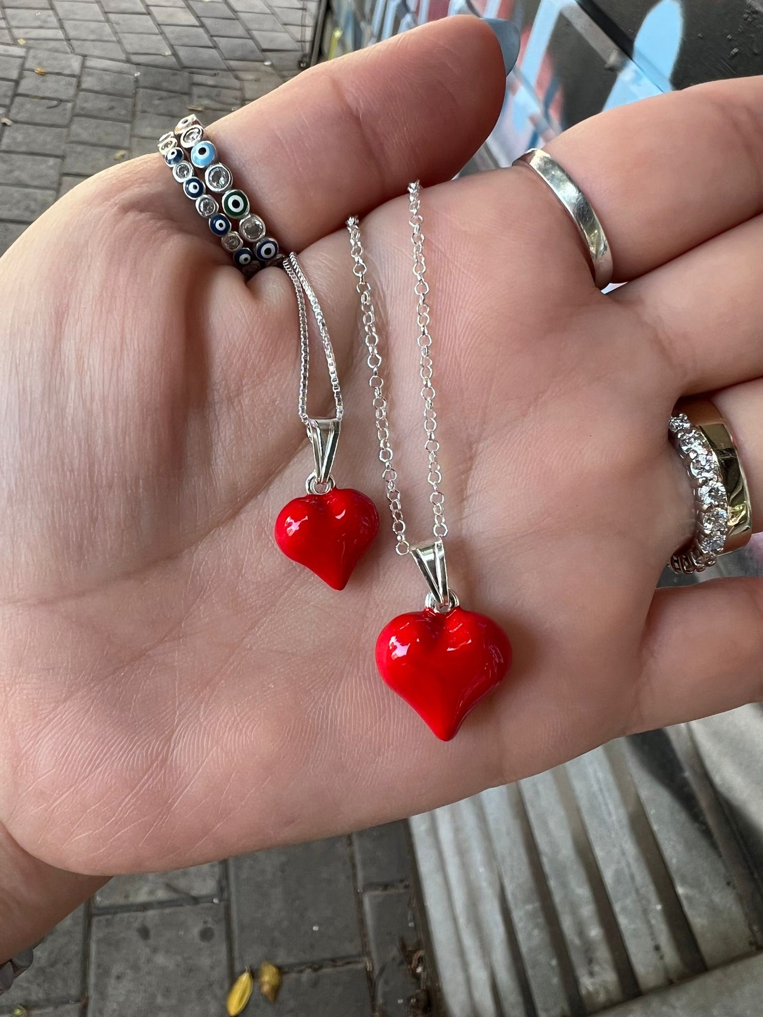 Israeli jewelry Necklace for women. Heart pendant on a silver chain. - Bluenoemi