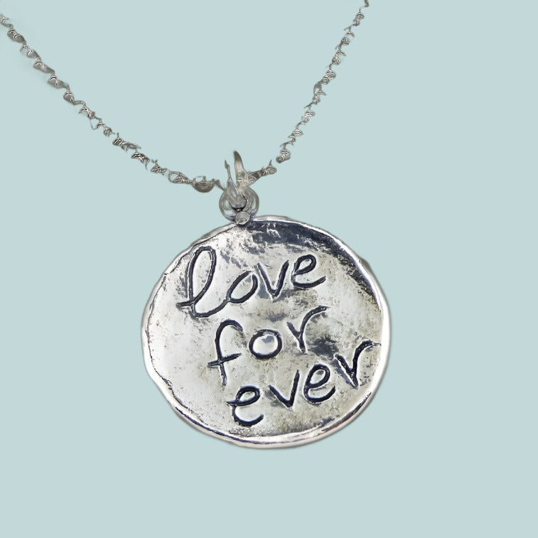 Bluenoemi Jewelry Necklaces & Pendants Silver chain with a Love forever pendant. Necklaces for women.