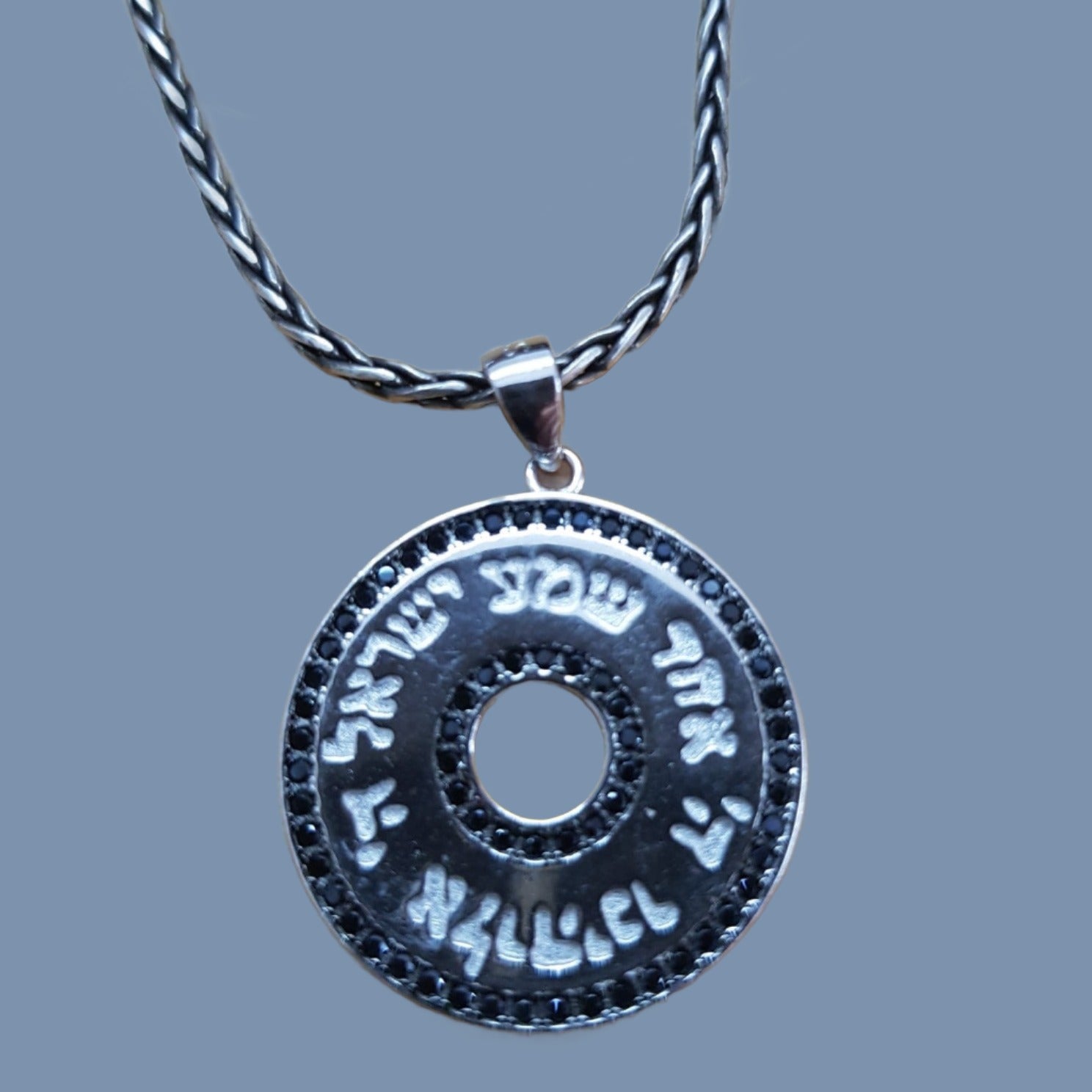 Bluenoemi Jewelry Necklaces Silver necklace Shma Israel pendant Symbol of Faith and Identity