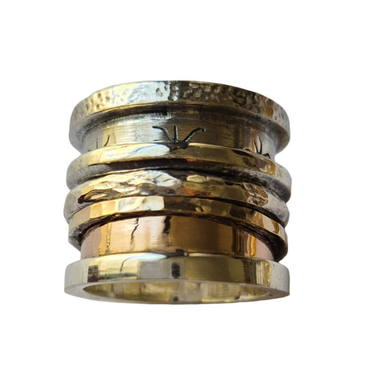 Bluenoemi Jewelry Rings 5 / silver-gold Bluenoemi Spinner ring for man /  for woman / Sterling Silver .925  gold 9 ct