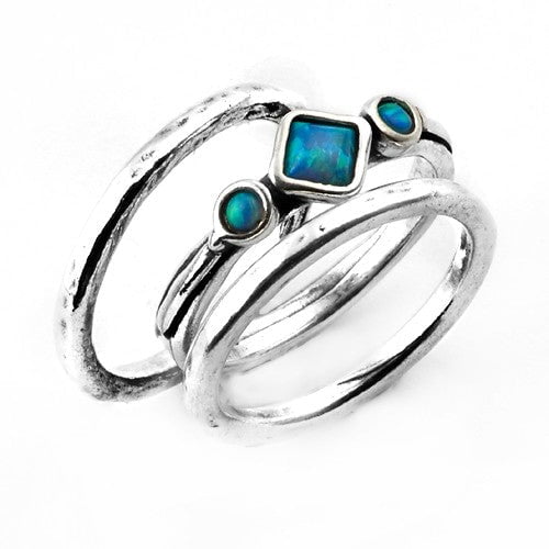 Bluenoemi Jewelry Rings Bluenoemi Stacking sterling silver rings, blue opal rings