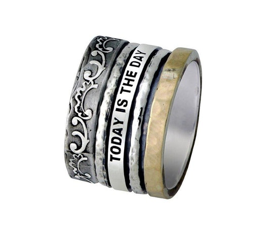 Bluenoemi Jewelry Rings Copy of Bluenoemi Israeli Spinner Ring Silver Gold Afirmation Rings "The best is yet to come"