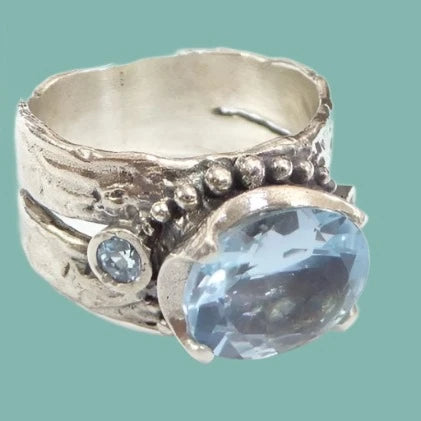 Blue topaz silver ring