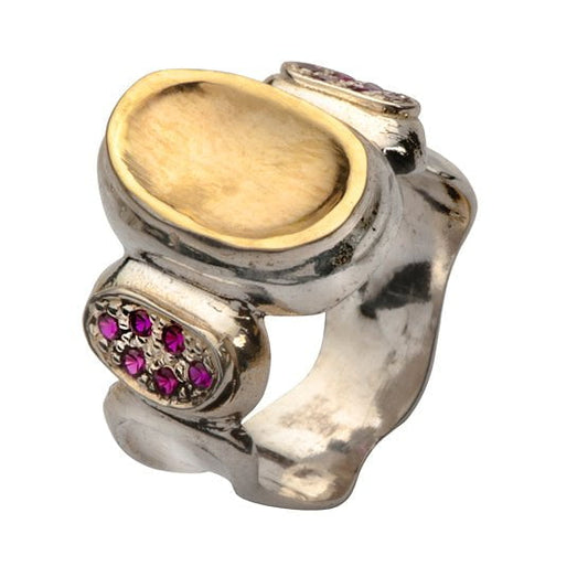 Bluenoemi Jewelry Rings Ring silver gold 9 carats,  garnets