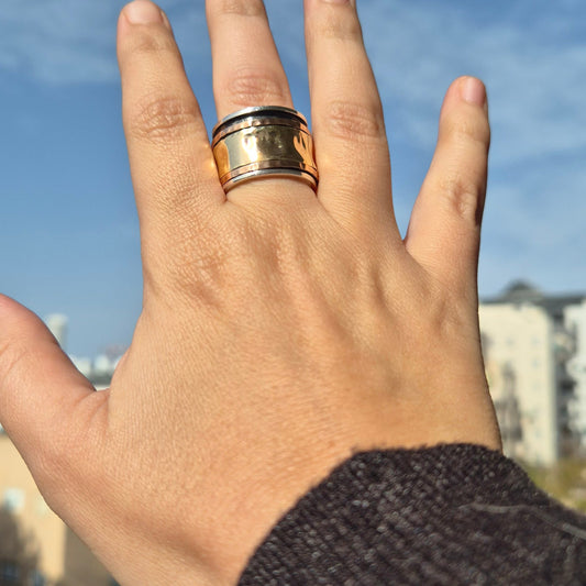 Bluenoemi Jewelry Spinner ring for Woman / Man silver and gold band