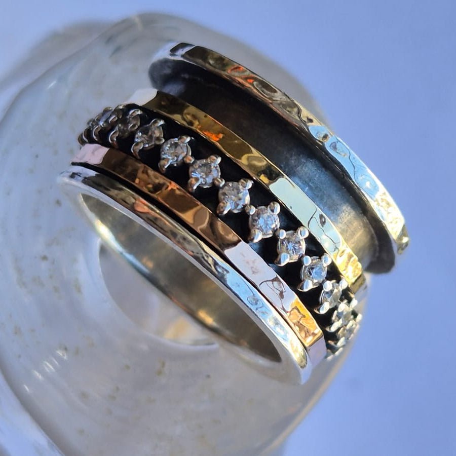 Bluenoemi Jewelry Spinner ring for Woman silver cz band