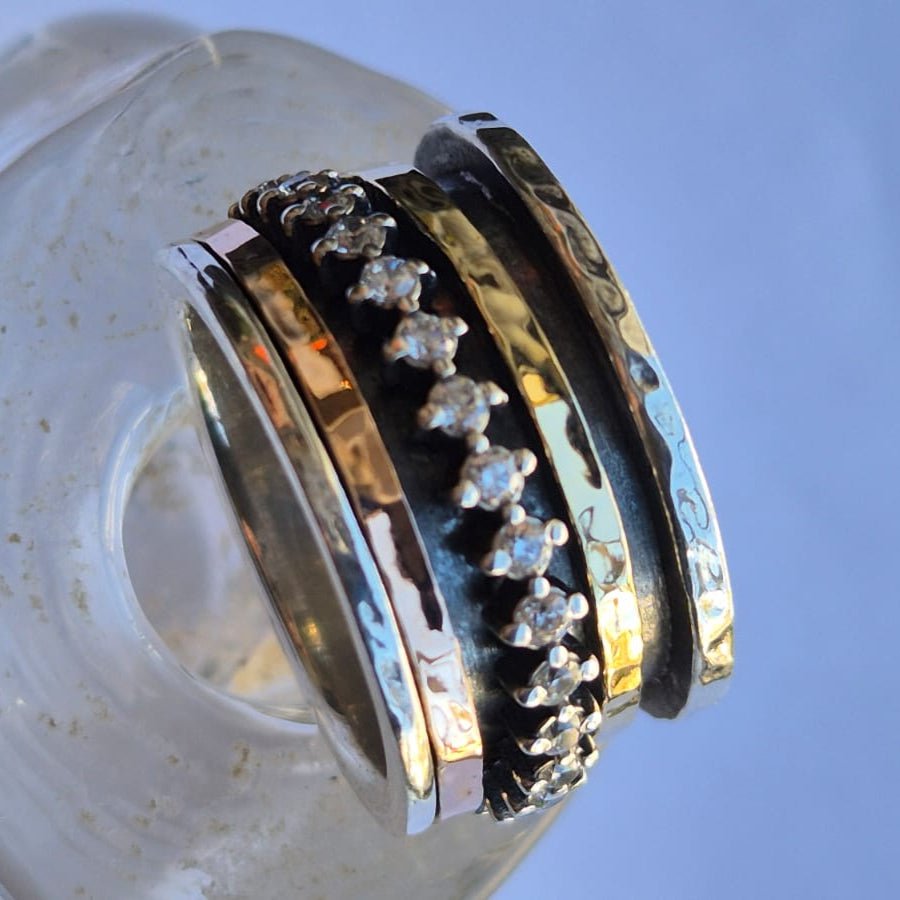 Bluenoemi Jewelry Spinner ring for Woman silver cz band