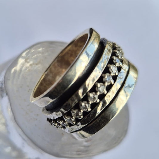 Bluenoemi Jewelry Spinner ring for Woman silver cz band