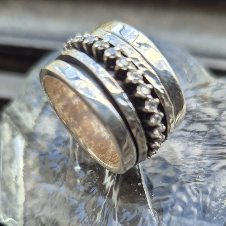 Bluenoemi Jewelry Spinner ring for Woman silver cz band