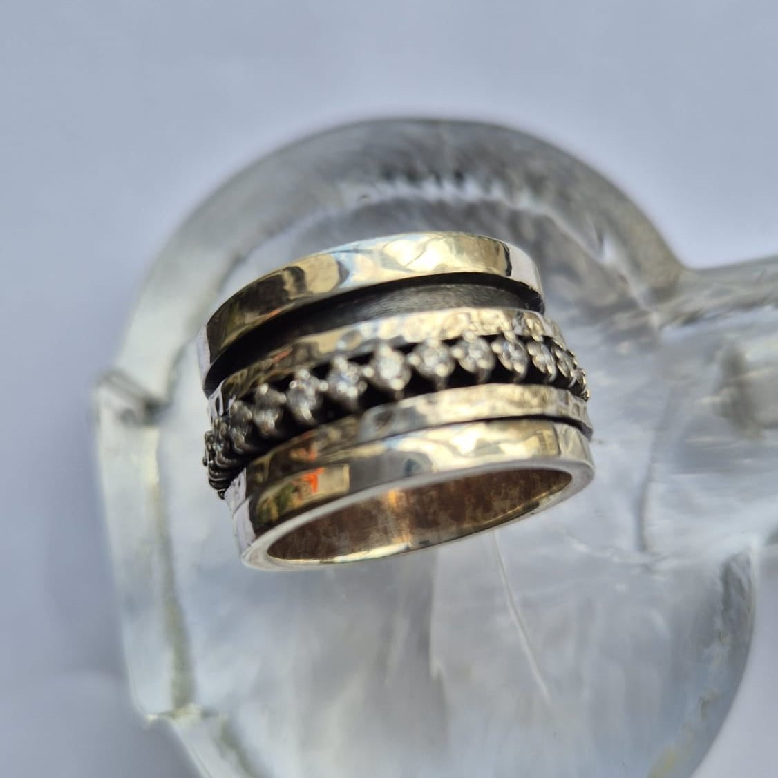 Bluenoemi Jewelry Spinner ring for Woman silver cz band