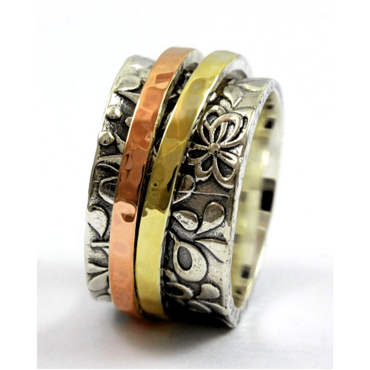 Bluenoemi Jewelry Spinner Rings Spinner ring for woman. Floral rings for ladies engagement ring silver gold