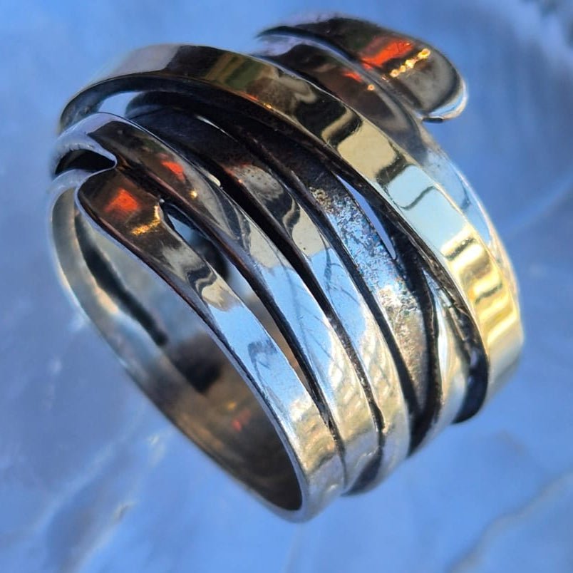 Bluenoemi Jewelry Unisex Spinner ring Silver & 9KT. Gold Unique design