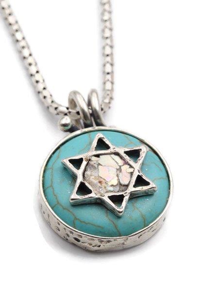 Bluenoemi - My Jewelry Necklaces Howlite Star of David Roman Glass Necklace – Sterling Silver Handmade Jewelry from Israel