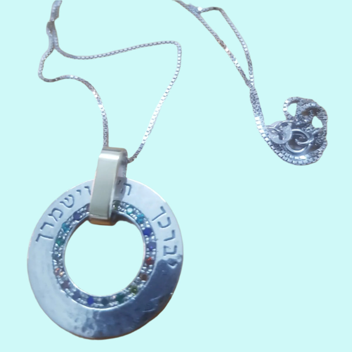 Blessings & Bible quotes Colourful Necklace, Song of Songs Sterling Silver Pendant, Jewish jewelry - Bluenoemi