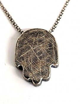 Bluenoemi Necklaces Men’s Oxidized Sterling Silver Hamsa Necklace – Handmade Protective Amulet Pendant | Bluenoemi