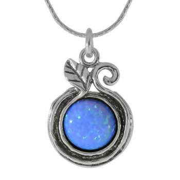 Bluenoemi Necklaces Sterling silver pomegranate necklace set Blue Opal / Turquoise