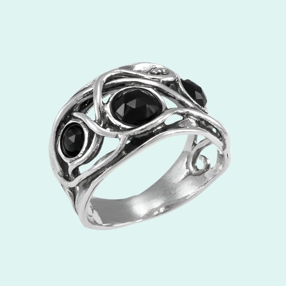 Bluenoemi Rings 9 / Onyx Silver Ring Israeli jewelry