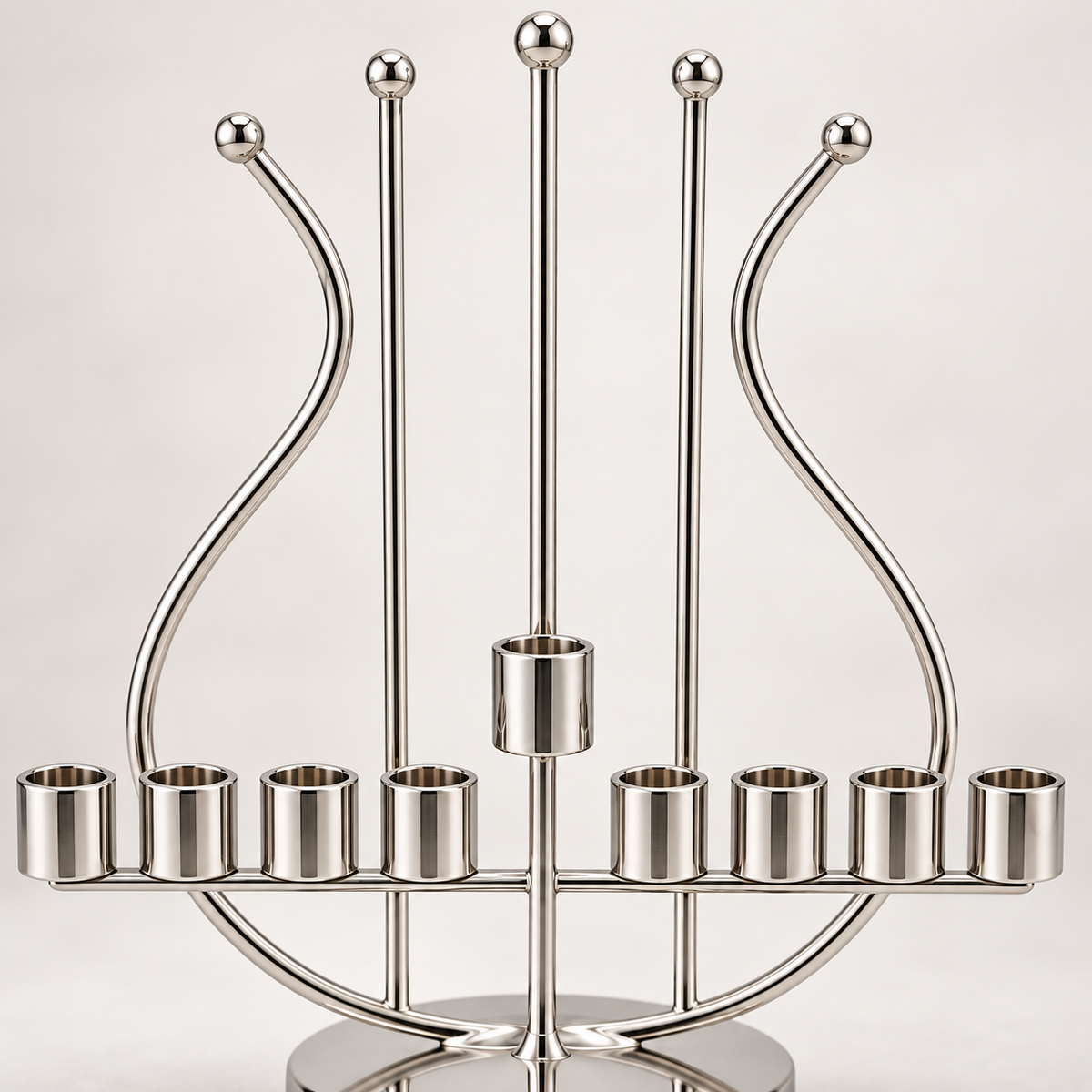 Hanukkah Menorah – Harp Shape Silver Plated – Made in Israel