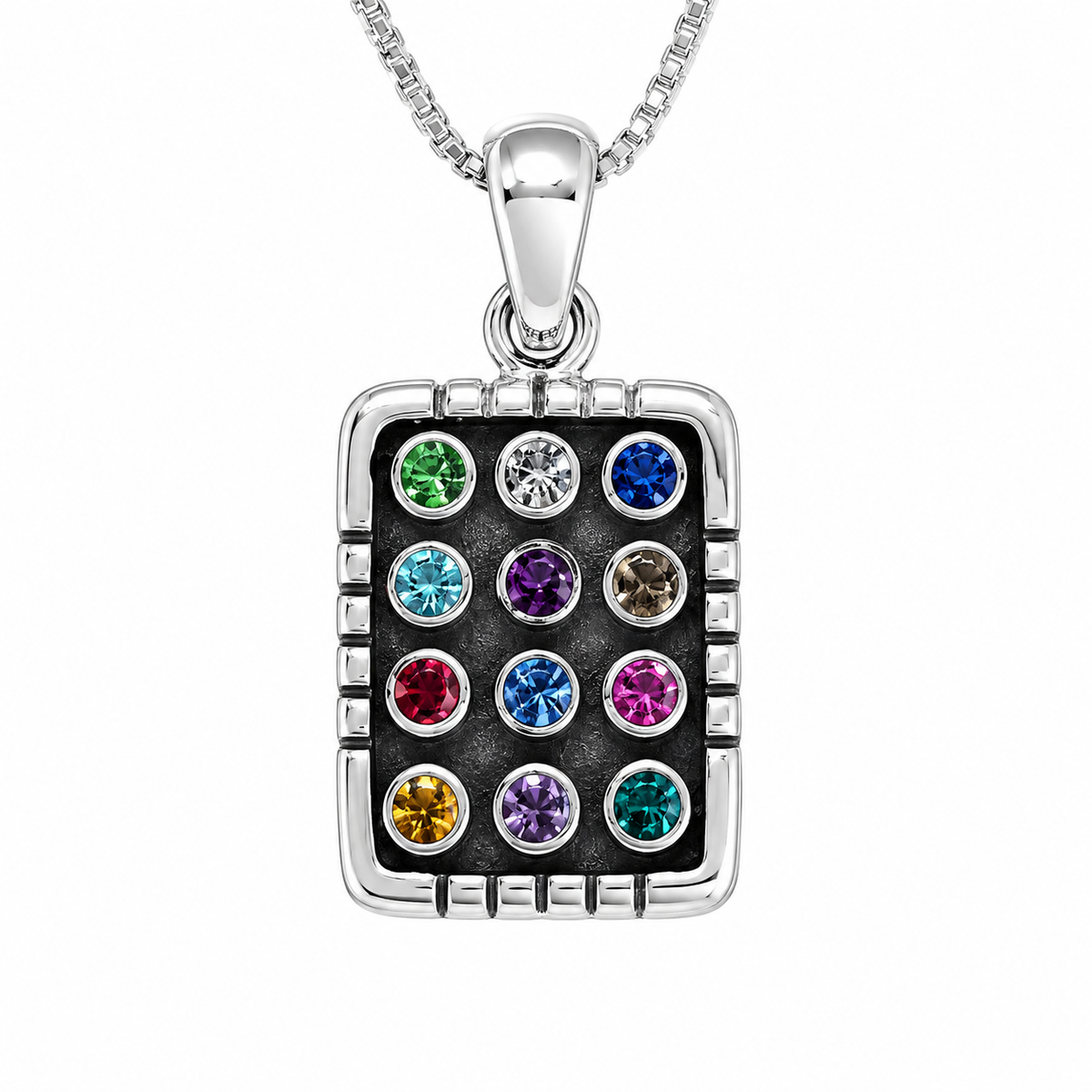 HHoshen Ephod sterling silver necklace with 12 colorful stones by Bluenoemi