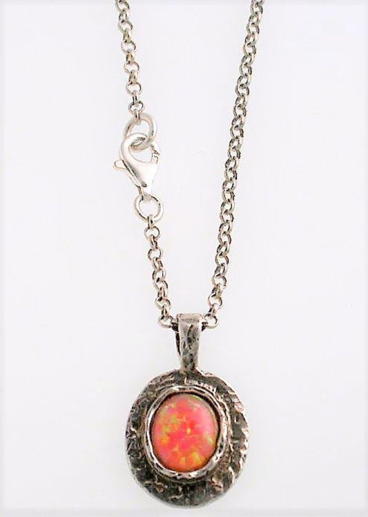 Red Opal silver necklace
