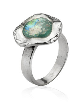 Roman glass ring Women's jewelry. Vintage design. (Copy) - Bluenoemi Jewelry Rings Bluenoemi Bluenoemi Jewelry  israeli sterling silver jewellery jewelry handmade jewel