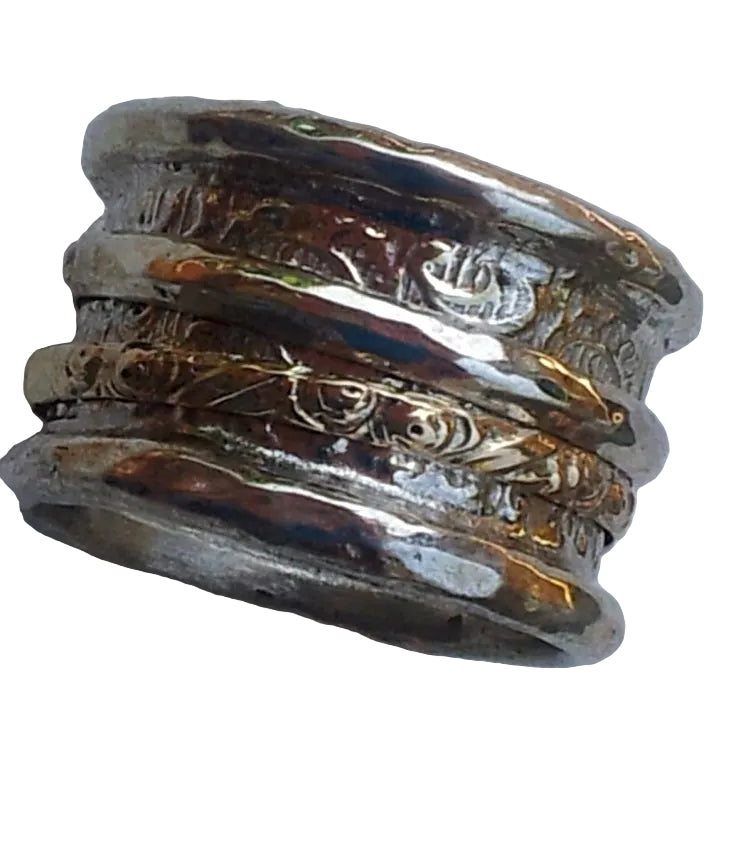 Spinner Ring | Classic Sterling Silver & Gold | Israeli Jewelry | Bluenoemi - Bluenoemi Jewelry Spinner Rings Bluenoemi Bluenoemi  israeli sterling silver jewellery jewelry handmade jewel