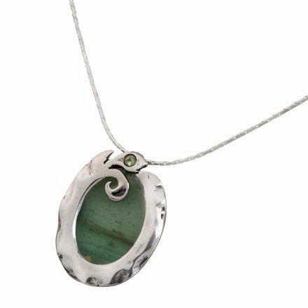 Roman glass on silver necklace