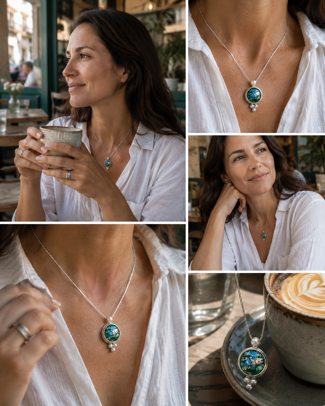 Roman Glass Necklace Sterling Silver Handmade in Israel - Bluenoemi Jewelry Necklaces Bluenoemi Bluenoemi  israeli sterling silver jewellery jewelry handmade jewel