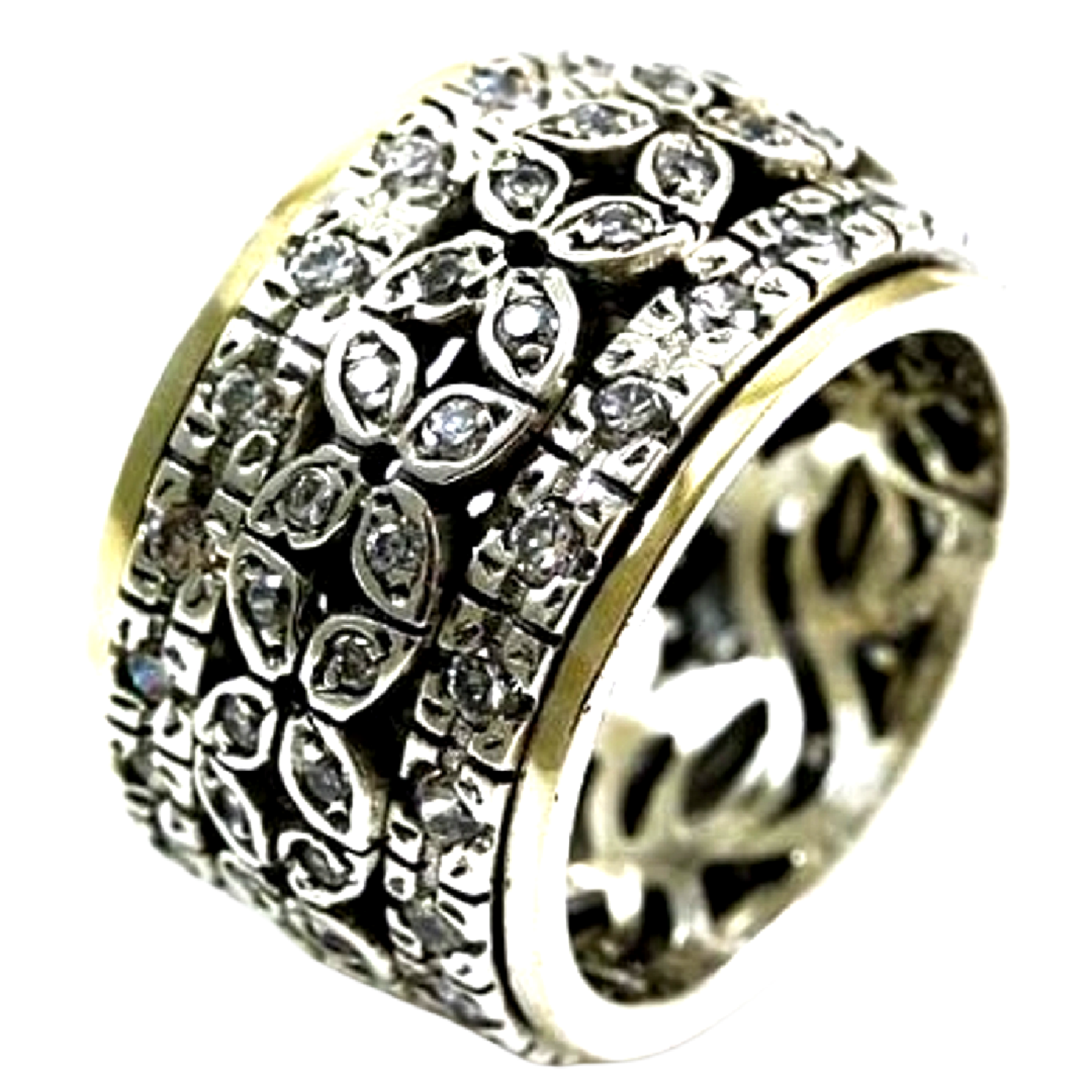 Sterling Silver & Gold Spinner Ring – Meditation Fidget Ring for Women | Bluenoemi Israeli Jewelry - Bluenoemi Jewelry Rings Bluenoemi Bluenoemi  israeli sterling silver jewellery jewelry handmade jewel