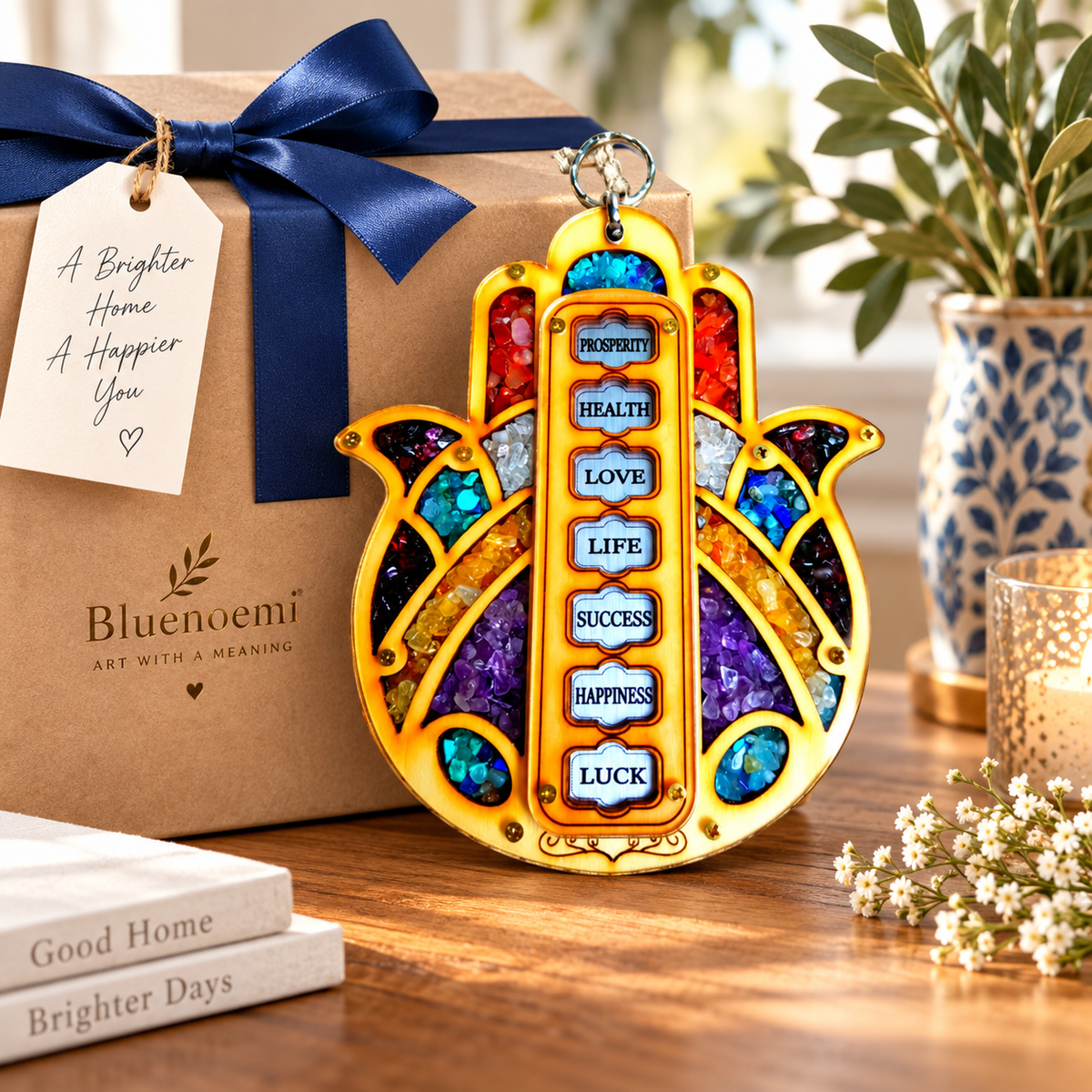 Seven Blessings Hamsa Wall Décor – Handcrafted Israeli Home Gift | Bluenoemi
