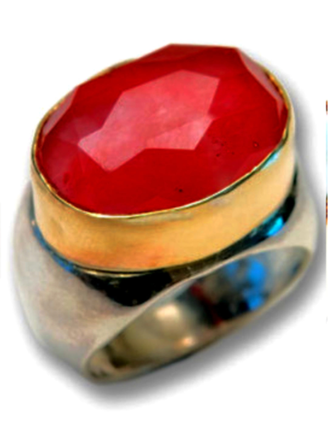 cherry quartz ring silver gold handmade israeli jewelry