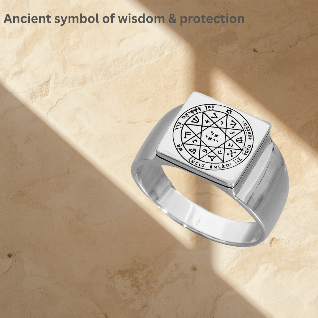 Solomon Seal Sterling Silver Ring for Men | Made in Israel - Bluenoemi Jewelry Rings Bluenoemi Bluenoemi  israeli sterling silver jewellery jewelry handmade jewel