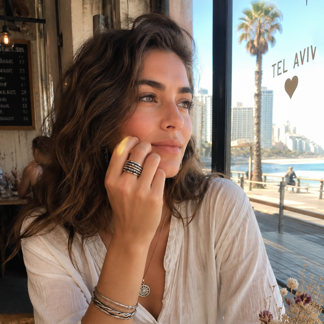 Unique Israeli Spinner Ring for Woman - fidget ring - meditation ring. - Bluenoemi Jewelry Spinner Rings Bluenoemi Bluenoemi  israeli sterling silver jewellery jewelry handmade jewel