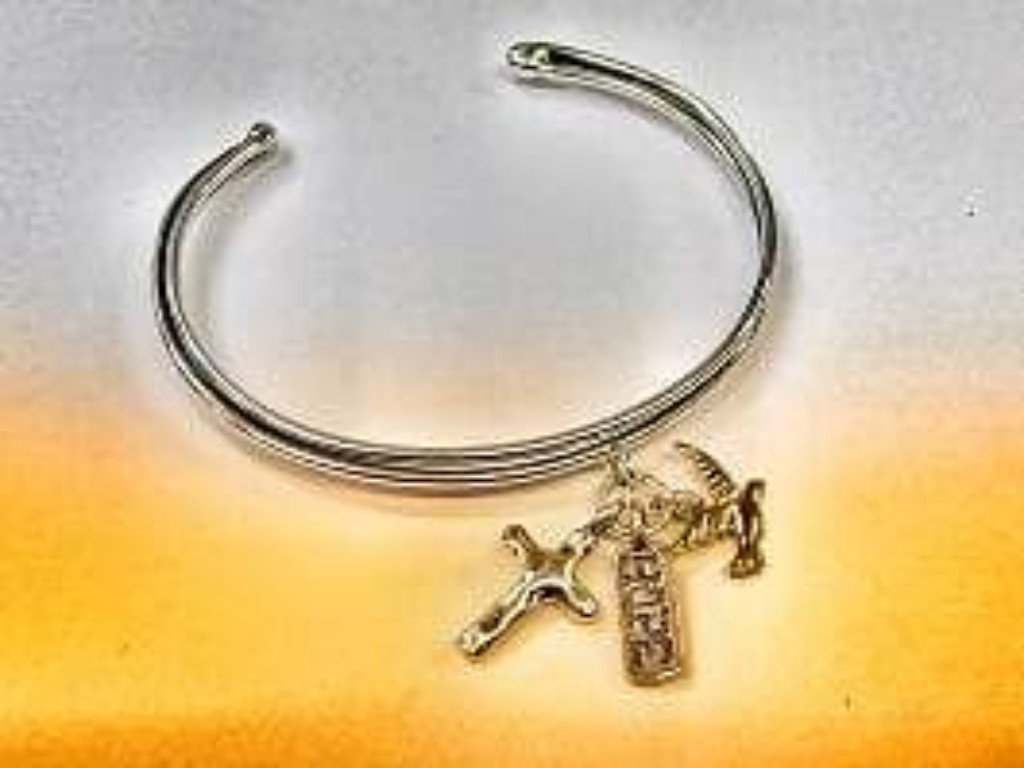 Bluenoemi bacelets silver gold Hope Charms Christian Bracelet with Cross Dove and Hope charm