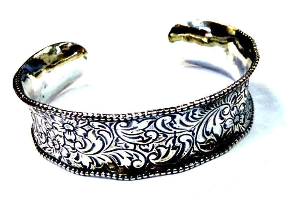 Bluenoemi Bracelets bracelet / Silver Cuff Bracelet Sterling Silver 925 Handcrafted Decorated Bluenoemi Jewelry