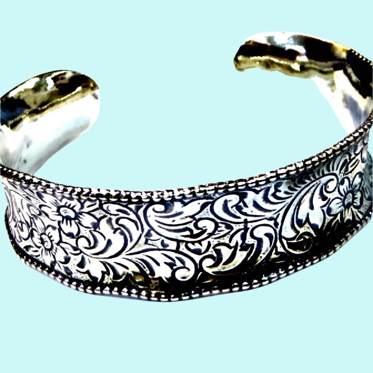 Bluenoemi Bracelets bracelet / Silver Cuff Bracelet Sterling Silver 925 Handcrafted Decorated Bluenoemi Jewelry