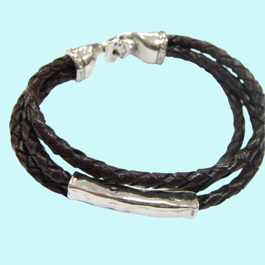 Bracelet Sterling Silver 925 Leather - Bluenoemi