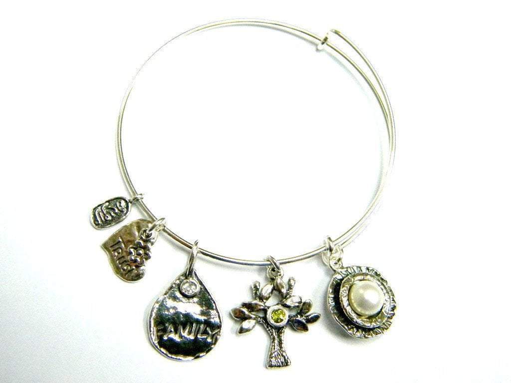 Bluenoemi Bracelets Charms Bracelet Family trust / Silver Family Trust Tree of Life Pearl Charms Bracelet Sterling Silver 925 Bluenoemi  Jewelry 4 Charms