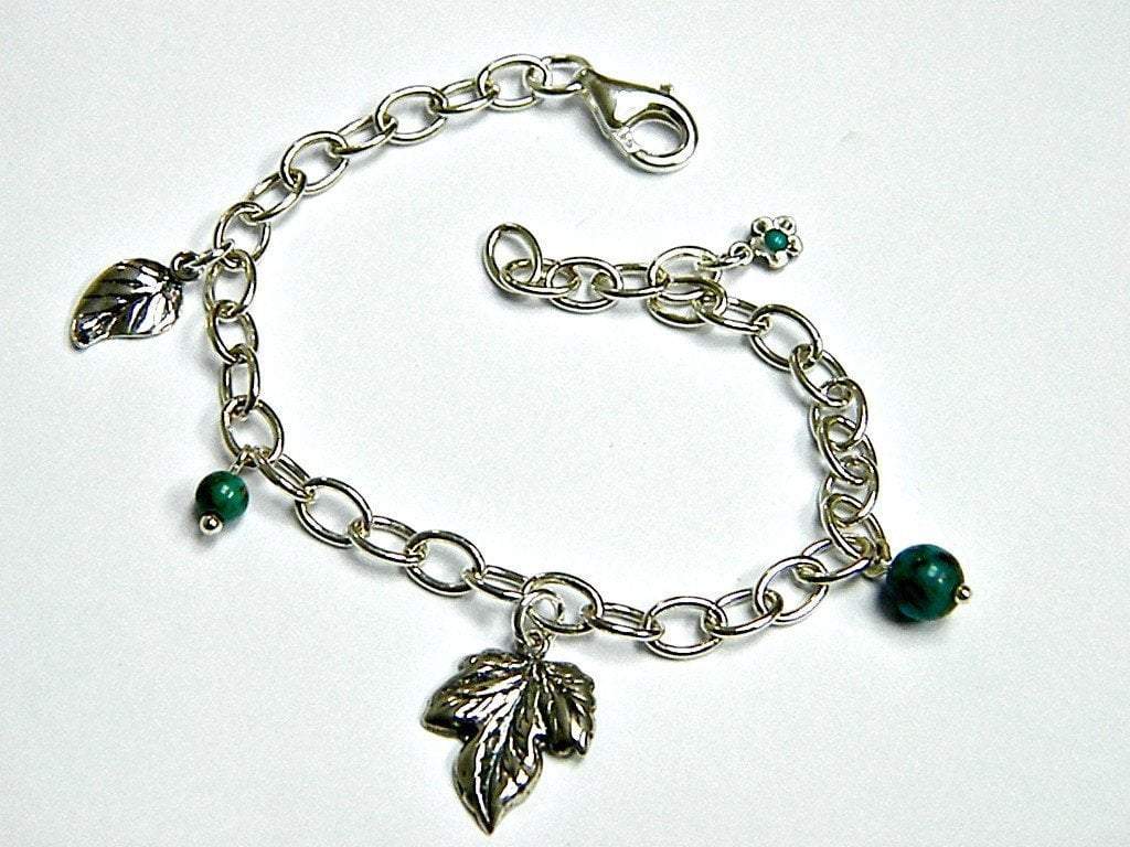Bluenoemi Bracelets Charms Bracelet, Sterling Silver Bracelets,  Turquoises bracelet , Leaves nature motif