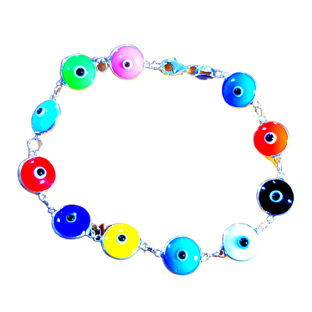 Bluenoemi Evil Eye Silver Beads Bracelet for Protection and Good Luck - Bluenoemi