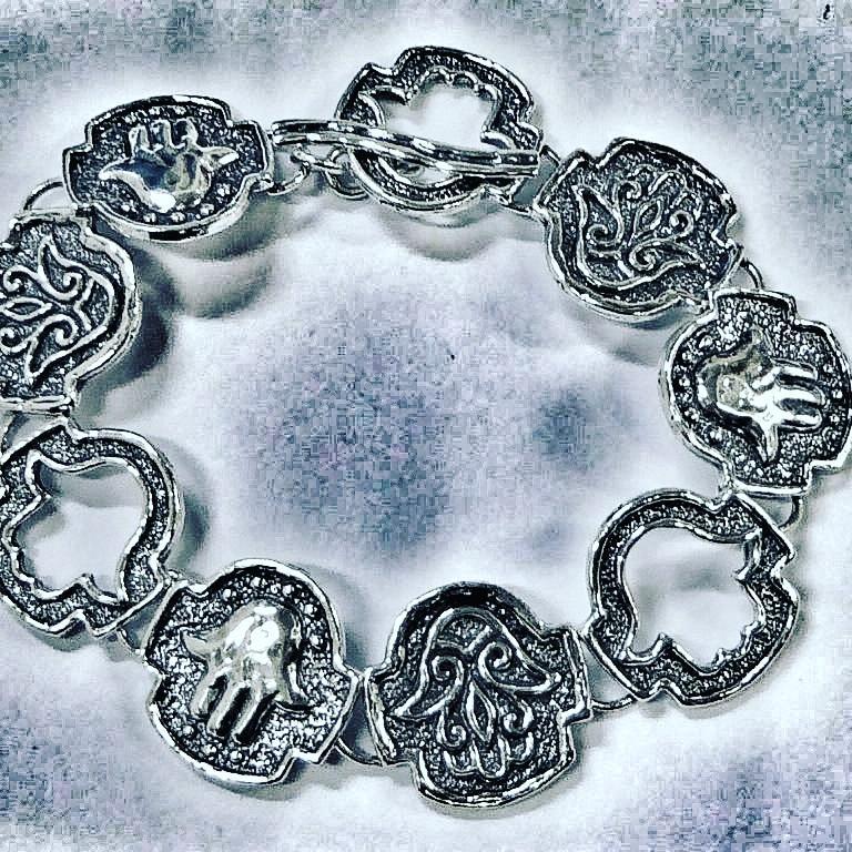 Bluenoemi Bracelets silver Bracelet for woman, Sterling silver 925 Hamsa Bracelet Jewish Jewelry