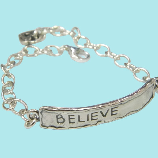 Bluenoemi Bracelets Sterling silver Bracelet . Engraved Believe/ Faith Bracelet.  Sterling Silver 925