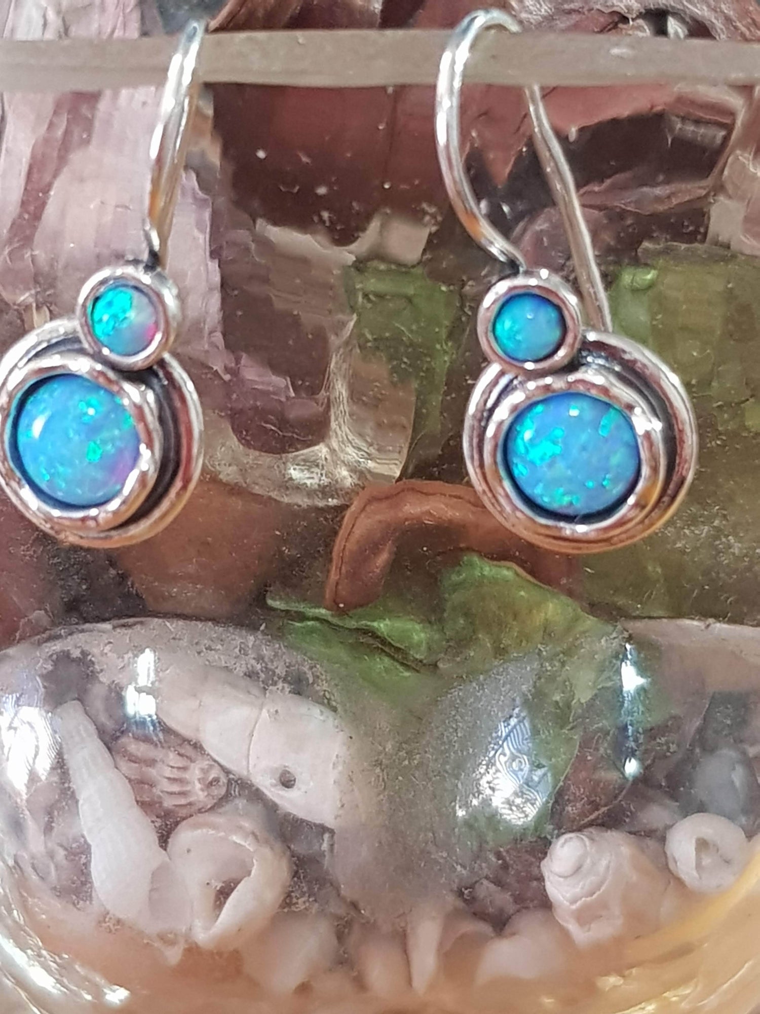 Bluenoemi Earrings Blue Earrings opal silver / earrings for women / dangle earrings