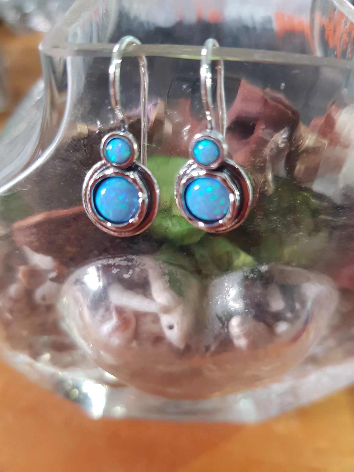 Bluenoemi Earrings Blue Earrings opal silver / earrings for women / dangle earrings