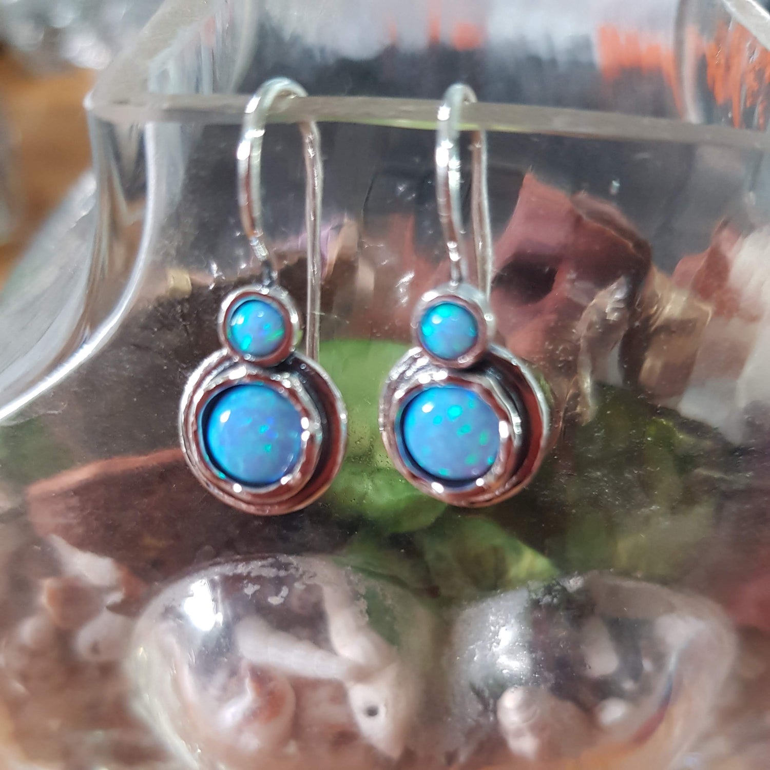 Bluenoemi Earrings Blue Earrings opal silver / earrings for women / dangle earrings